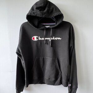 Champion Men's Black Graphic Pullover Hoodie Size Large, EC!